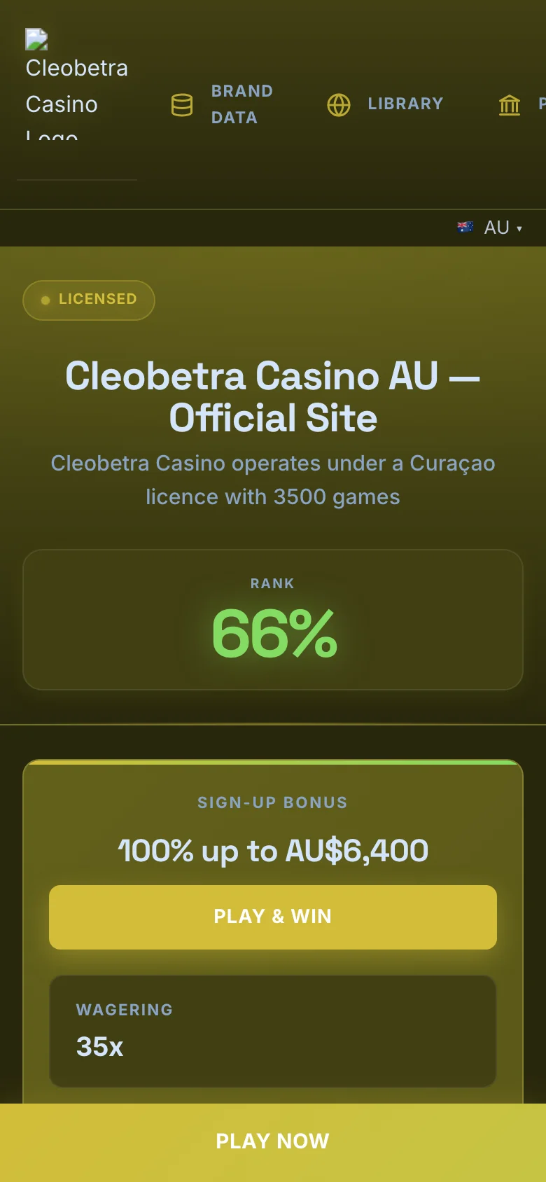 Cleobetra Casino mobile lobby screenshot